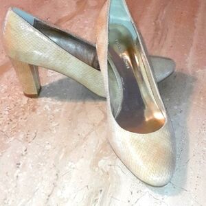 Etienne Aigner Heel Leather Snake Skin Cream Tones Size  8